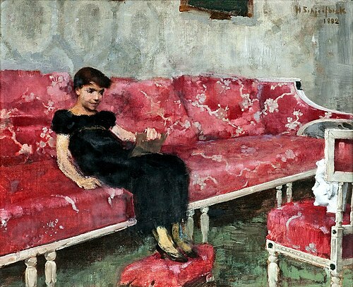 Girl on a Red Sofa, 1882, Helene Schjerfbeck