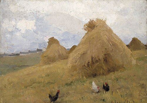 Chickens amongst Cornstooks, 1888, Helene Schjerfbeck