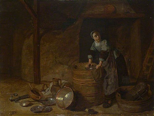 A Woman scouring a Pot, 1655, Pieter van den Bosch