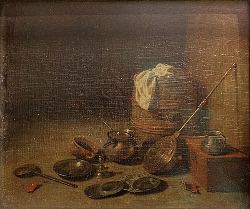 Ustensiles de cuisine, 1650, Pieter van den Bosch