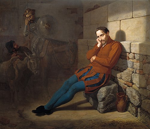 Miguel de Cervantes imaginando El Quijote, 1858, Mariano de la Roca y Delgado