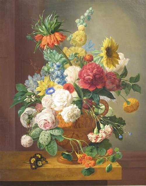 Stilleven met bloemen in een vaas, 1822, Antonis Oberman