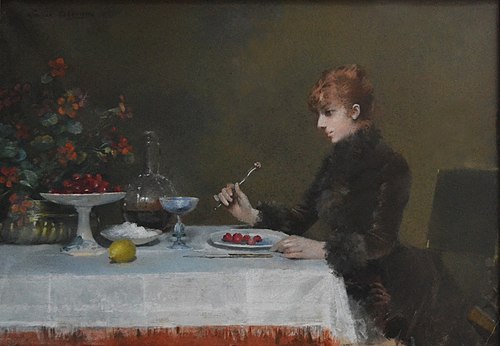 Sarah Bernhardt à table, 1885, Louise Abbéma