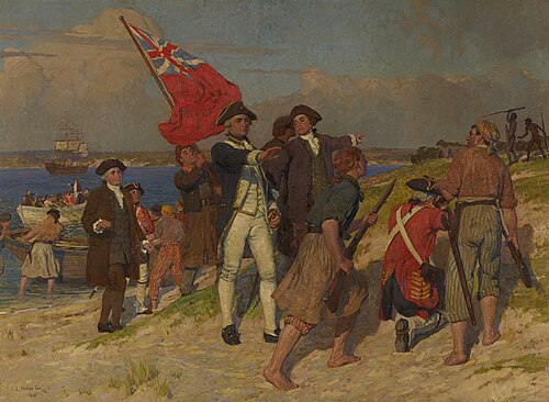 Landing of Captain Cook at Botany Bay, 1770, 1902, E. Phillips Fox