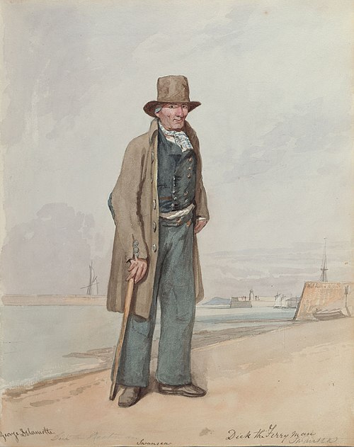 Dick the Ferryman, Swansea, 1818, George Orleans Delamotte