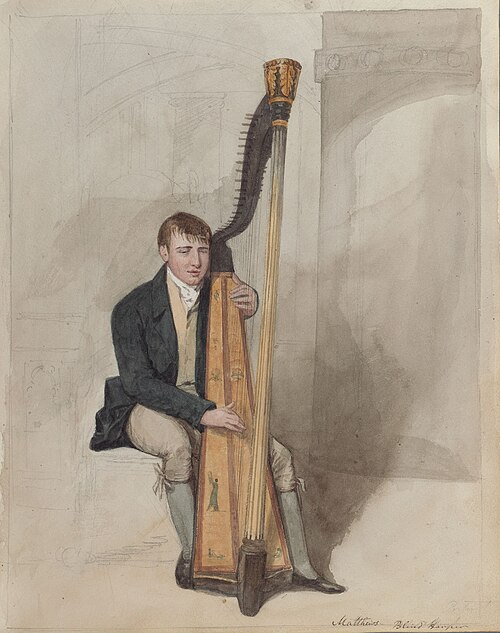 Matthews, blind harper, 1818, George Orleans Delamotte