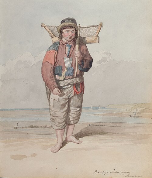 Portrait of a shrimpman, 1818, George Orleans Delamotte