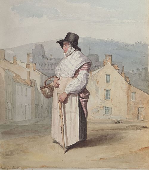 Portrait of a woman in Welsh dress, 1818, George Orleans Delamotte