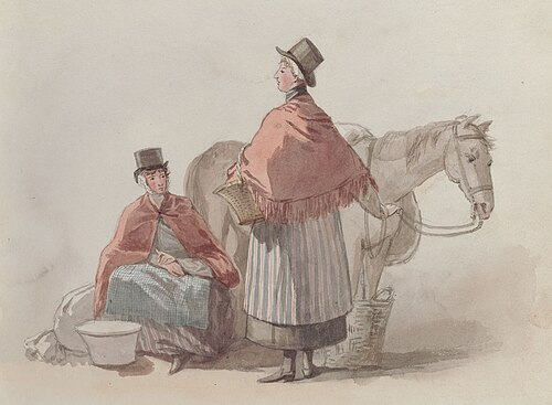 Two Gower women as Swansea martket, 1818, George Orleans Delamotte