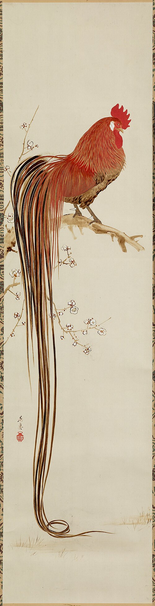 Long-tailed Rooster, , Shibata Zeshin