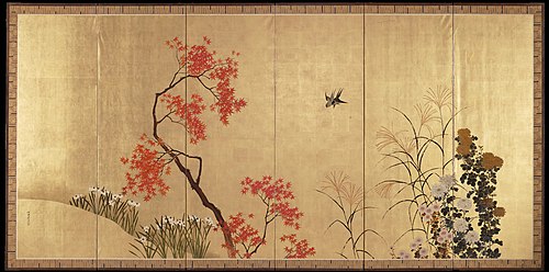 Autumn [left of a pair of Birds and Flowers in Spring and Autumn], , Shibata Zeshin