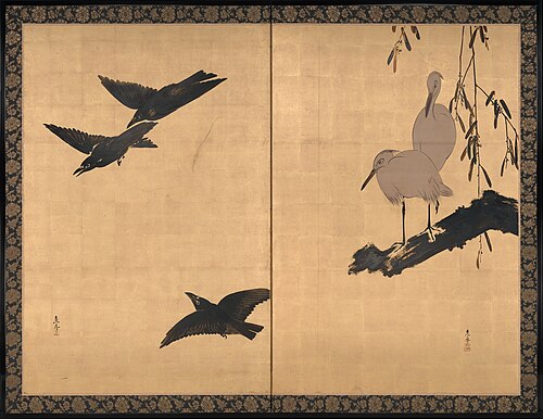 Egrets and Crows, 1883, Shibata Zeshin