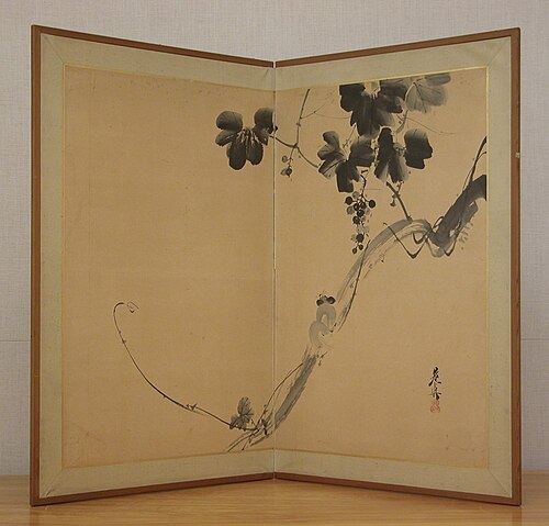 Squirrel on Grapevine, 1849, Shibata Zeshin