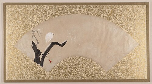 Egret on Tree Stump, 1879, Shibata Zeshin