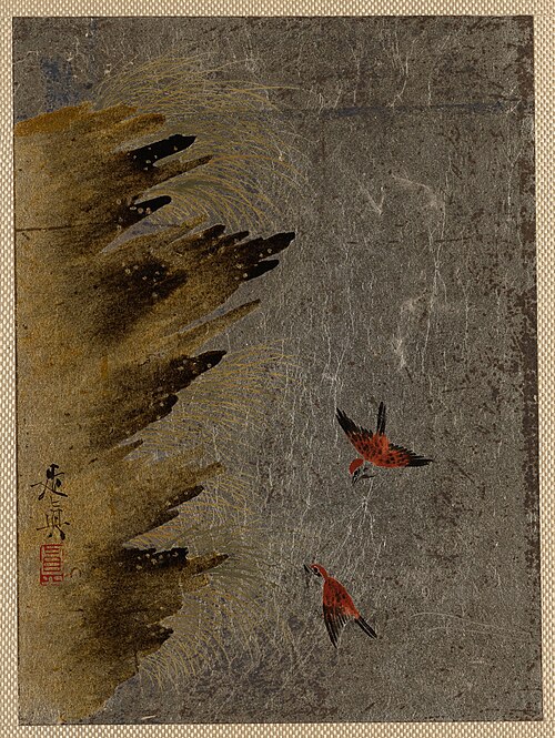 Birds and Jutting Rocks, 1837, Shibata Zeshin
