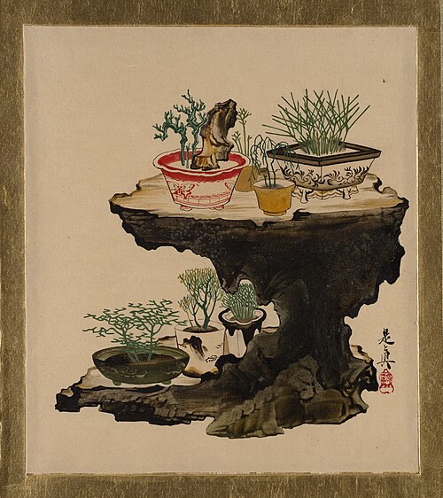 Lacquer Paintings of Various Subjects: Bonsai, 1882, Shibata Zeshin