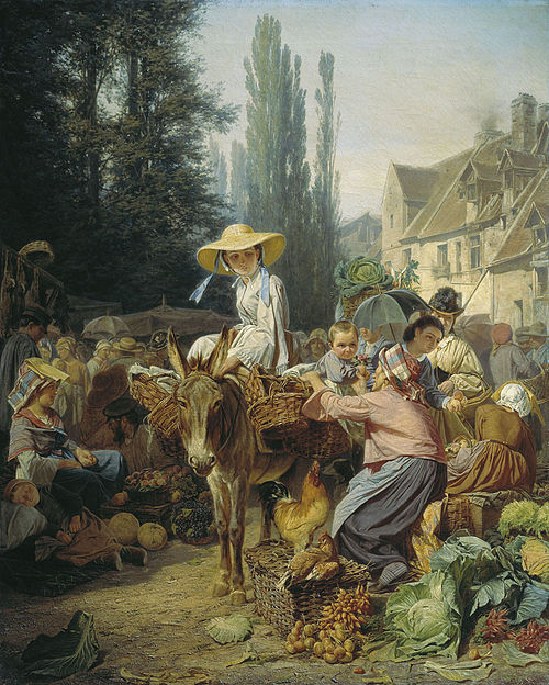 Market in Fontainebleau, 1864, Petr Nikolaevich Gruzinsky