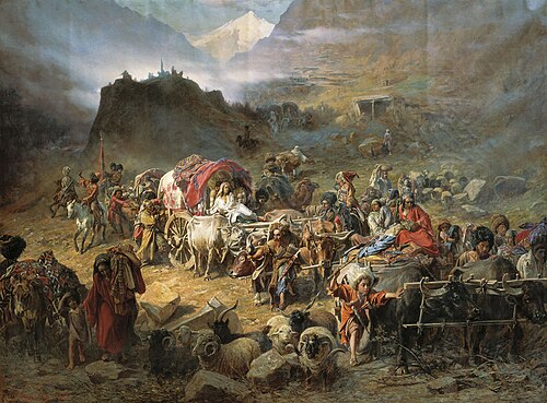 The Mountaineers Leave the Aul, 1872, Petr Nikolaevich Gruzinsky