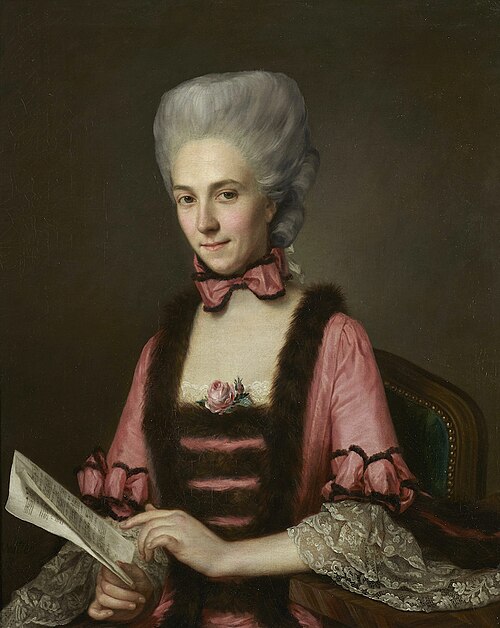 Portrait d’Adélaïde-Geneviève de la Croix, marquise d’Hozier, tenant une partition, 1774, Antoine Vestier