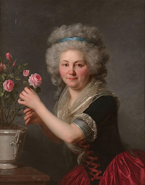 Portrait de femme cueillant une rose, 1791, Antoine Vestier