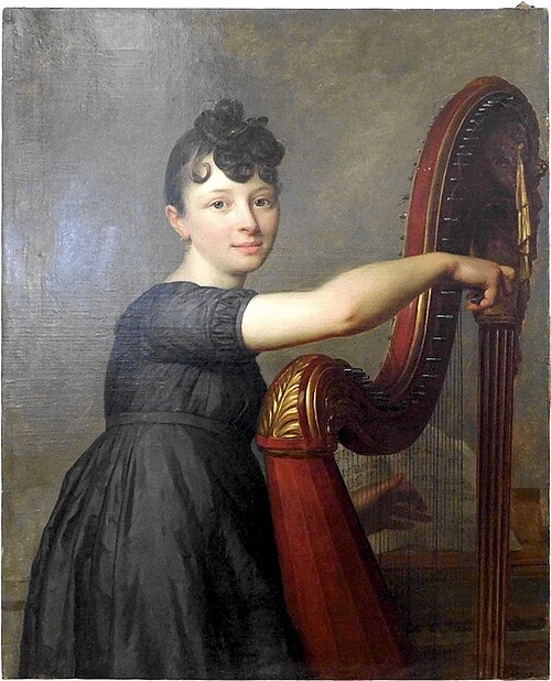 Portrait de Mademoiselle Larmoyer en harpiste, , Antoine Vestier