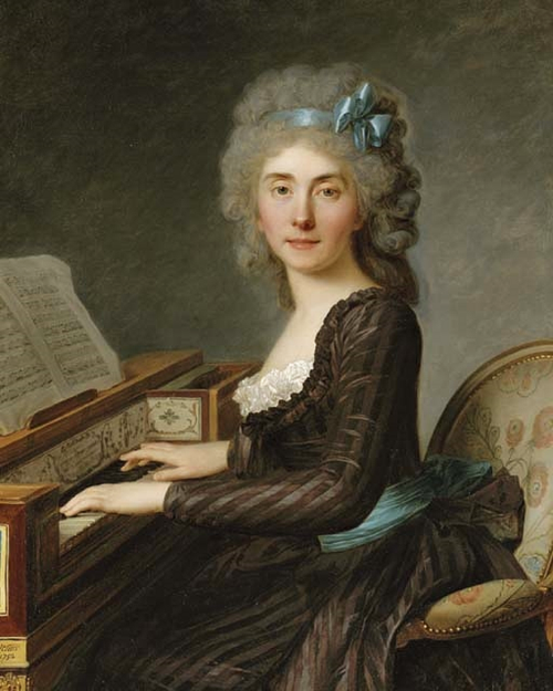 Portrait of Mademoiselle Rouillé, three-quarter-length, at the pianoforte, 1792, Antoine Vestier