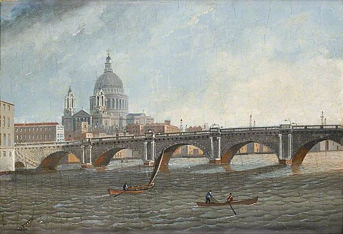 Blackfriars Bridge and St Paul's from the Bridge, 1802, Daniel Turner
