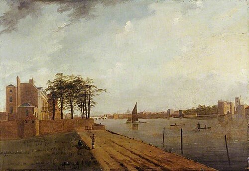 Lambeth Palace from Millbank, London, 1808, Daniel Turner