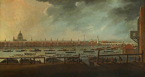 Nelson's funeral procession on the Thames, 8 January 1806, 1850, Daniel Turner