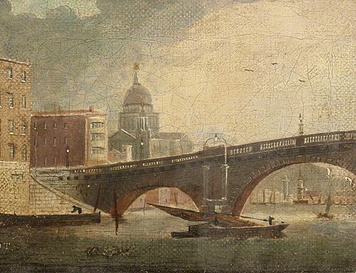 A London Bridge (Blackfriars) and St Paul's Cathedral, London, 1799, Daniel Turner