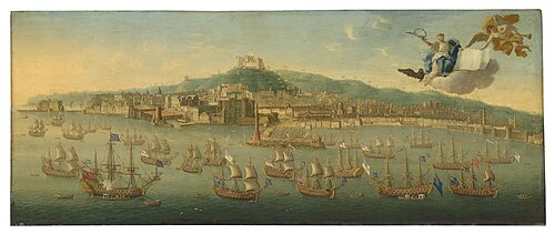 Naples with the English Fleet from the sea, 1718, Gaspar Butler