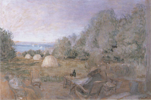 Les meules au jardin des Étincelles à Criqueboeuf, 1877, Édouard Vuillard