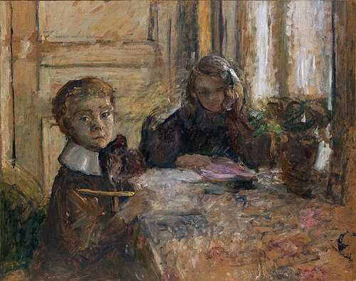 Annette et Jacques Roussel faisant leur devoir, 1906, Édouard Vuillard
