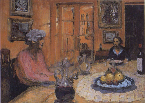 Madame Hessel et Lulu, dans la salle à manger, rue de Naples, 1936, Édouard Vuillard