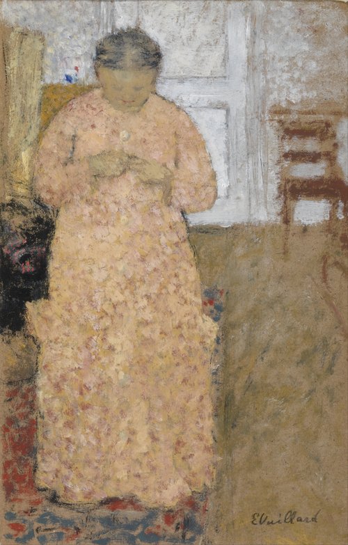 Knitting Woman in Pink Dress, 1900, Édouard Vuillard