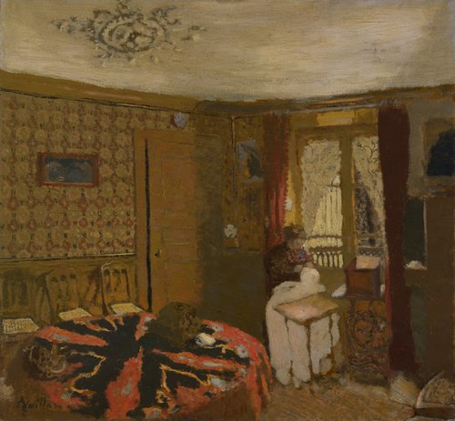 Mme Vuillard Sewing by the Window, rue Truffaut, 1899, Édouard Vuillard
