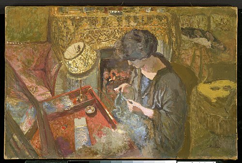 The Small Drawing-Room: Mme Hessel at Her Sewing Table, 1917, Édouard Vuillard