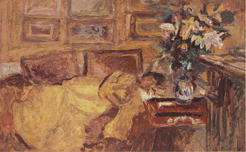 Madame Hessel allongée près d'un bouquet, , Édouard Vuillard