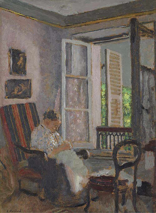 Madame Vuillard cousant, rue Truffaut, 1900, Édouard Vuillard