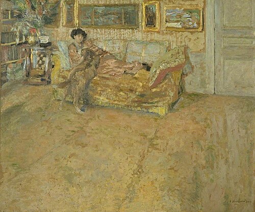 Interior with Madame Hessel and Her Dog, 1910, Édouard Vuillard