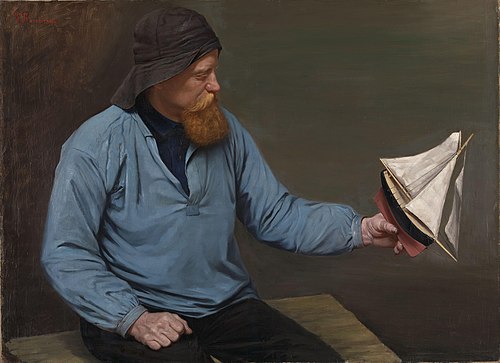 Betrakter sin skutemodell, 1885, Ragnhild Beichmann