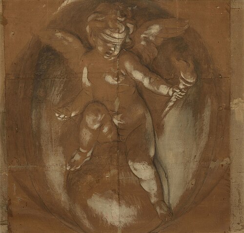 A Cupid, Blindfold, Seated on a Globe, 1678, Carlo Cignani