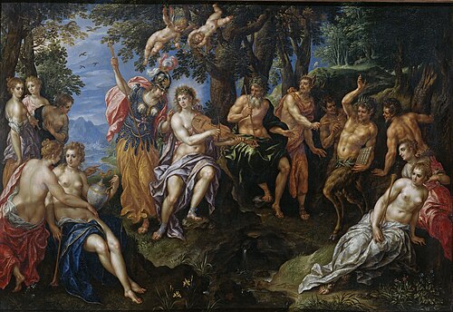 The contest between Apollo and Pan, 1620, Hendrick de Clerck