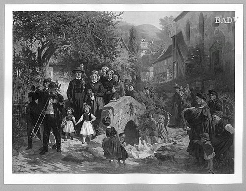 Wedding procession in a village, 1870, Otto Edmund Günther