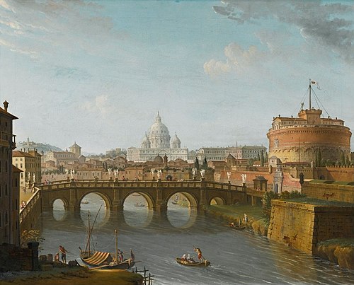Rome, A View of the Tiber with the Castel Sant'angelo and Saint Peter's Basilica, , Antonio Joli