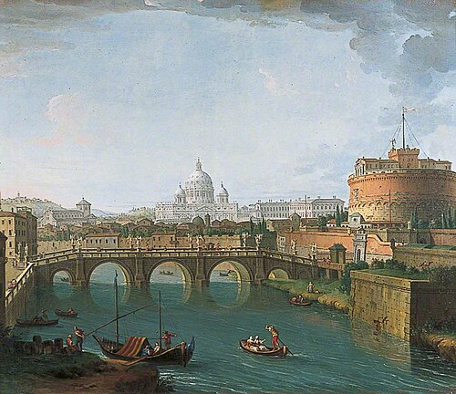 View on the Tiber, Rome, 1745, Antonio Joli