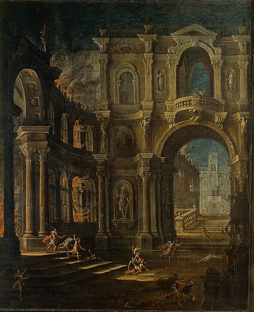 The Fire of Troy, 1750, Antonio Joli