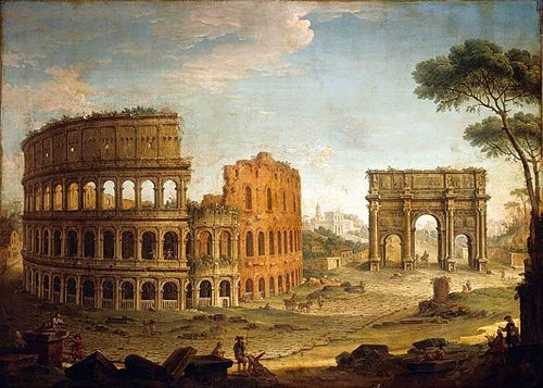 Rome: View of the Colosseum and The Arch of Constantine, 1744, Antonio Joli
