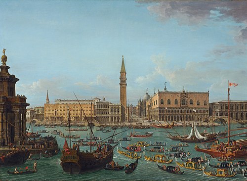 Procession de gondoles dans le Bacino di San Marco, Venise, 1742, Antonio Joli