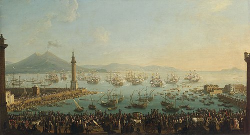 Hafen von Neapel mit Abfahrt Karls III. nach Spanien (1759), , Antonio Joli